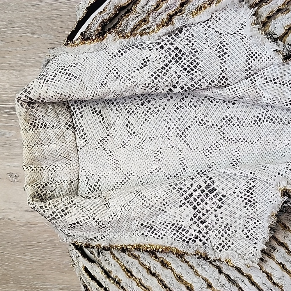 Custom Quilted Embroidered Patchwork Heavy Reversible Cardigan Jacket Blk Wht - Picture 5 of 15